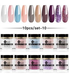 Mtssii 10 stks dompelende nagels set naakt serie dip art glitter poeder voor manicure decoraties accessoires5772549