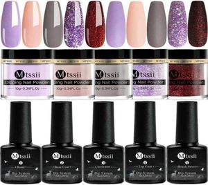 Mtssii 10 Stuks Sprankelende Dompelen Nagelpoeder Set Matte Serie Nail Glitter Bling Dip Chrome Decoratie Kit Liquid6098078