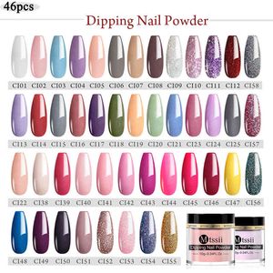 Mtssii 20 / 46pcs inmersión acrílico glitter pigmento polvo color polvo polvo grande conjunto de uñas salón manicura calcomanía