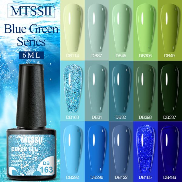 MTSSII 6ml esmalte de uñas de color azul brillante verde semi semi permanente manicure manicure brillo remojo en gel de uñas de bricolaje de bricolaje