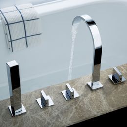 Mttuzk baignoire froide et chaude de haute qualité robinet waterfal 5 trous robinet de salle de bain noir mat