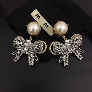 Mu marque luxe bowknot designer boucles d'oreilles stud pour les femmes brillant cristal diamant noeud fleur douce CZ zircon boucle d'oreille boucles d'oreilles boucles d'oreilles bijoux