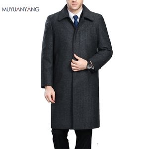 Mu Yuan Yang Hommes Veste D'hiver Laine Style Britannique Section Plus Longue Laine Hommes Vestes Survêtement Chaud Simple Poitrine Laine Mélanges LJ201110