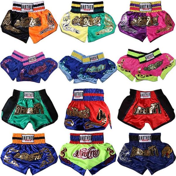 Muay Thai Boxing Shorts para hombres Mujeres Niños Competición profesional Entrenamiento Kickboxing Fighting MMA Trunks Bjj Sanda Pants Q0323V