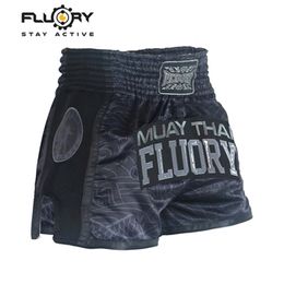 Muay Thai Fighting Kickboxing Shorts de broderie Fluory MuayThai Trunks Hommes Combat Free Sparring MMA Fight Shorts pretorian boxeo C0222