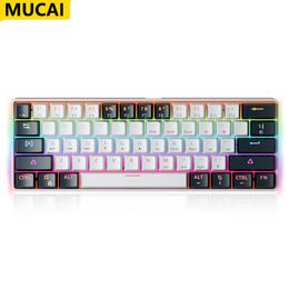 Mucai mk61 USB gaming mechanisch toetsenbord rode schakelaar RGB -verlichte swappable 61 sleutels bedraad afneembare kabel 240418