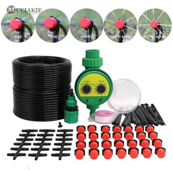 Muciakie 25m Garden Sistema de riego automático de micro goteo kits de riego de planta con gotas de ajuste de agua de jardín 210809