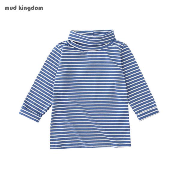 Mudkingdom Baby Boys Girls Chemises à manches longues Stripe Turtleneck Vêtements Soft Tops Vêtements pour enfants 210615