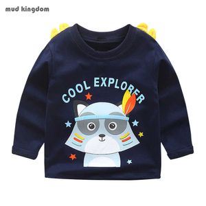 Mudkingdom bébé garçons à manches longues T-Shirts mode dessin animé dinosaure coton enfants hauts enfants vêtements 210615