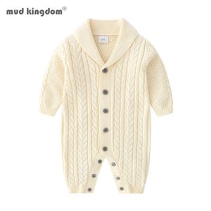 MudkingDom Baby Jongens Rompertjes Herfst Twist Knit Winter Lange Mouw Warm Hat Jumpsuit 210615