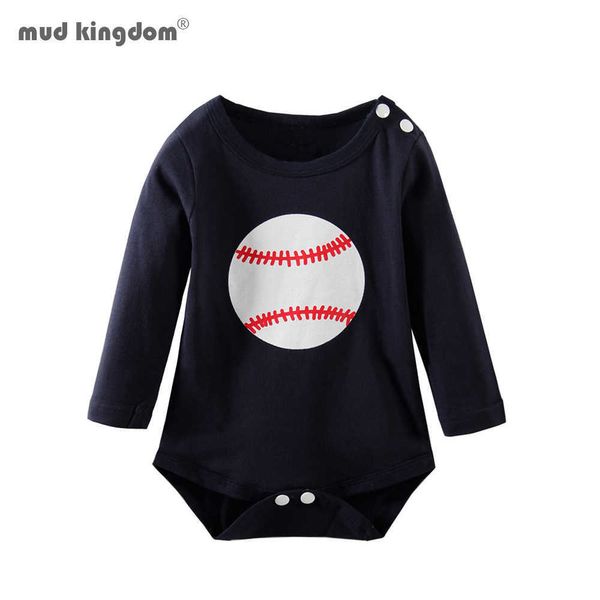 Mudkingdom Baby Boys Rompers Mono de primavera de algodón de béisbol de manga larga para niños 210615