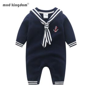 Mudkingdom Boutique Bébé Garçons Chandail Barboteuses Printemps Automne À Manches Longues Sailor Sytle Infant Crawl Jumpsuit Vêtements 210615