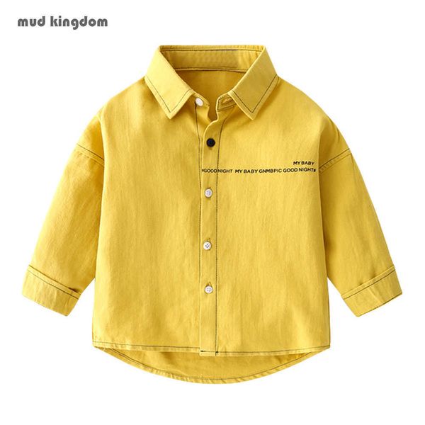 Mudkingdom garçon col chemise solide couverture en coton à manches longues enfant vêtements chemises pour tout-petits garçons 210615