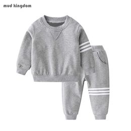 Mudkingdom Jongens Athletic Jogger Pant Set Casual Streep Katoen Pullover Kinderkleding Boy Outfits 210615