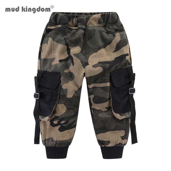 Mudkingdom Boys Camo Jogger Pantalon Mode Tricot Big Pocket Automne Hiver Taille élastique Cargo 210615