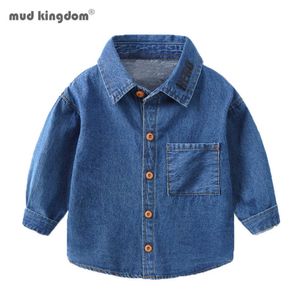 Mudkingdom garçons chemises en jean dessin animé mignon motif Animal vêtements de mode 210615