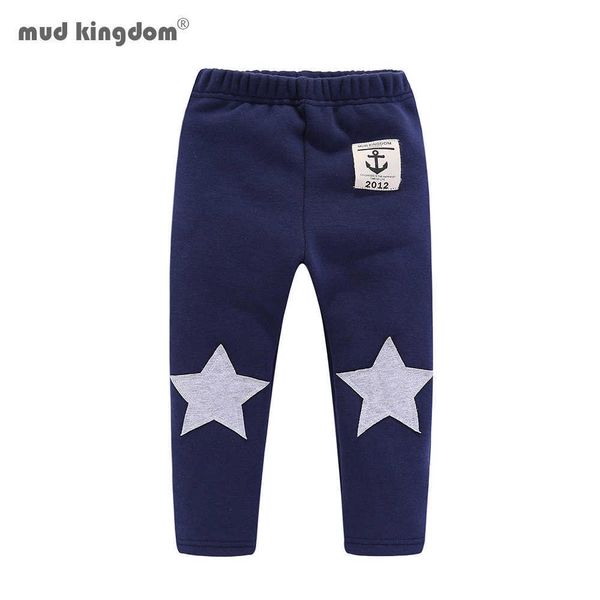 Mudkingdom Garçons Filles Pantalon Épaissir Hiver Chaud Enfants Pantalon Star Patch Taille Élastique 210615
