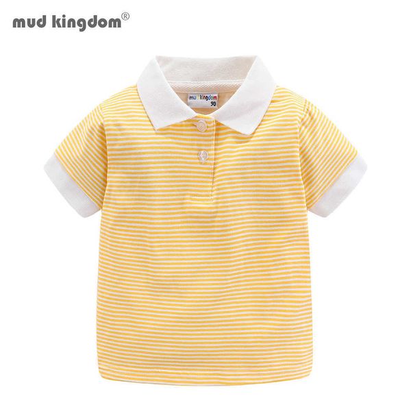 Mudkingdom, camisas a rayas para niños y niñas, cuello vuelto, adorables camisetas de moda, ropa, camisetas de algodón, camisa 210615