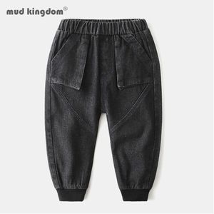Mudkingdom jongens jeans lente mode jogger effen zakbroek elastische taille broek 3-8 jaar 210615