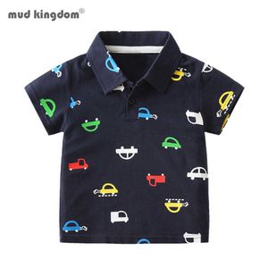 Mudkingdom Boys Polos Chemises d'été à manches courtes Mode Dessin animé Voiture Imprimer Tops Casual Vêtements de revers 210615