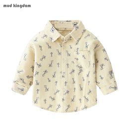 Mudkingdom garçons chemises à manches longues manches longues imprimante motif enfants vêtements boutonnage tops vêtements enfants 210615