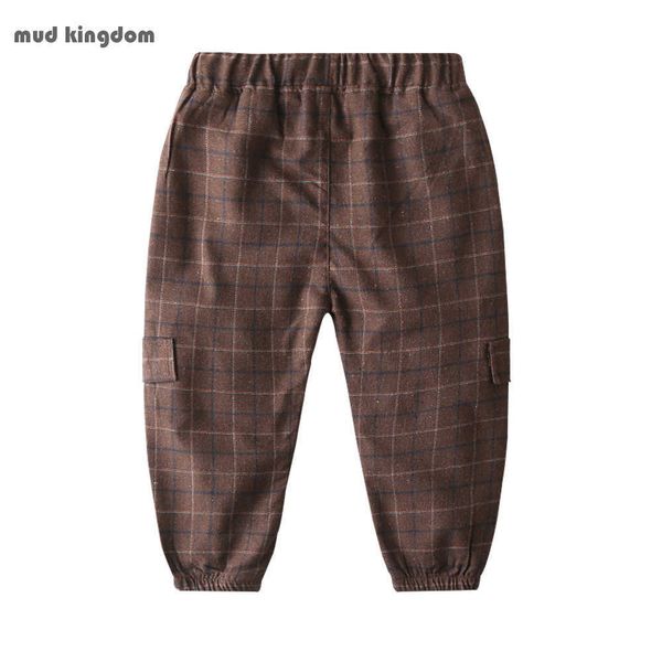 Mudkingdom Boys Pantalones Niños Primavera Otoño Casual Plaid Pantalones de bebé Ropa suave Outwear 210615