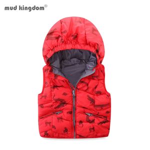 Mudkingdom Boys Vest à capuche imprimé animal chaud manteaux à glissière enfants hiver extérieur 210615