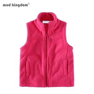 Mudkingdom Mignon Filles Garçons Polaire Gilet Léger Fermeture À Glissière Sans Manches Veste Enfants Vêtements Solide Manteau Automne Hiver 211203