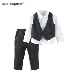 MudkingDom schattige kleine jongens bruiloft pakken formele 3 stuks kleding sets voor 210615