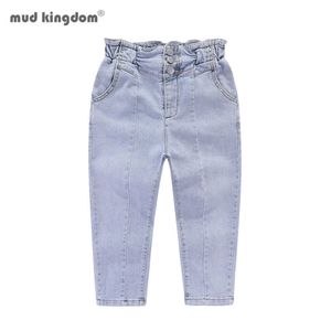 MudkingDom Girls Denim Jeans High-Taille Bud Elastische Casual Broek voor 210615