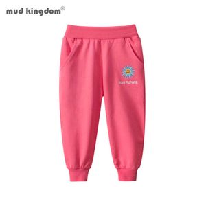 Mudkingdom filles Jogger pantalons de survêtement mode marguerite fleur élastique taille pantalon pour 210615