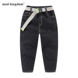 Mudkingdom Enfants Garçons Jeans avec ceinture Vêtements pour bébés Pantalons classiques Enfants Denim Vêtements Garçon Casual Bowboy Pantalon long 210615
