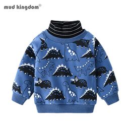 MudkingDom Kids Dinosaurs Sweatshirts Katoen Winter Herfst Baby Jongens All Gedrukte Fleece Gevoerde Shirts 210615