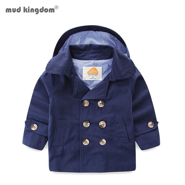 Mudkingdom Little Boys con capucha gabardinas moda doble botonadura niños cortavientos 210615