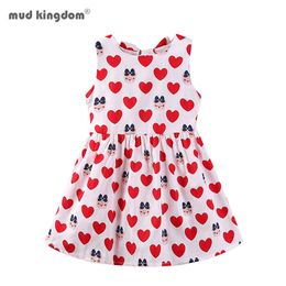 Mudkingdom Kleine meisjes backless vest jurk met riem hart beer print mode kleding 210615