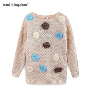 MudkingDom Kleine Meisjes Truien Sweet Flower Lange mouw Pullover Knit Winter Kleding Tops Casual 210615
