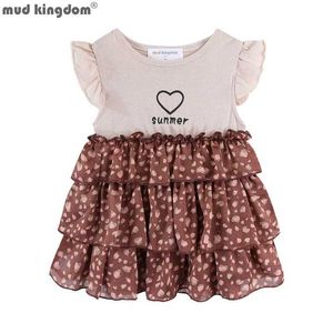 MudkingDom Zomer Baby Meisje Jurk Tiered Hart Cheetah Peuter Jurken Voor Kids Ruche Mouw Meisjes Kleding Luipaard Print Party 210615