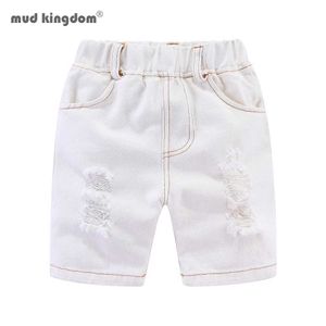 Mudkingdom Summer Boys Denim Shorts Mode Solide Taille élastique Enfants Ripped Jean Bermuda pour vêtements 210615