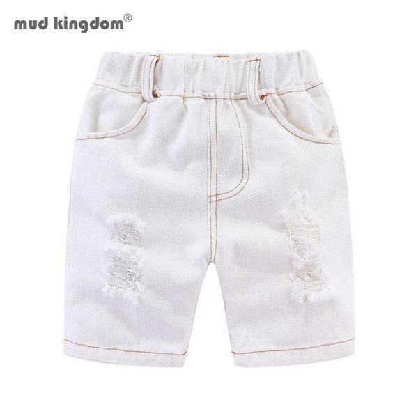 Mudkingdom Summer Boys Denim Shorts Mode Solide Taille élastique Enfants Ripped Jean Bermuda pour vêtements 210615