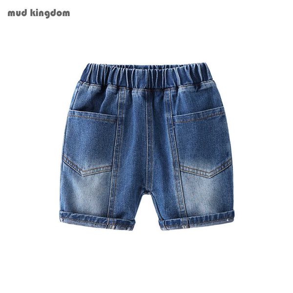 Mudkingdom Summer Boys Denim Shorts Bolsillo Sólido Elástico Cintura Jean para Boy Pull-on Pantalones cortos Ropa para niños 210615