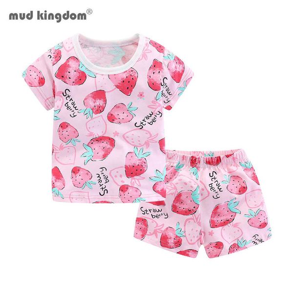 Mudkingdom verano niños niñas trajes algodón suave lindo pijamas de dibujos animados conjunto niños ropa PJS niño ropa de dormir 210615