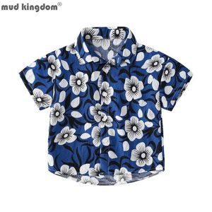 Mudkingdom verano niños camisa tropical botón abajo vacaciones playa camisas para niños ropa Floral hojas frutas estampado niño Tops 210615