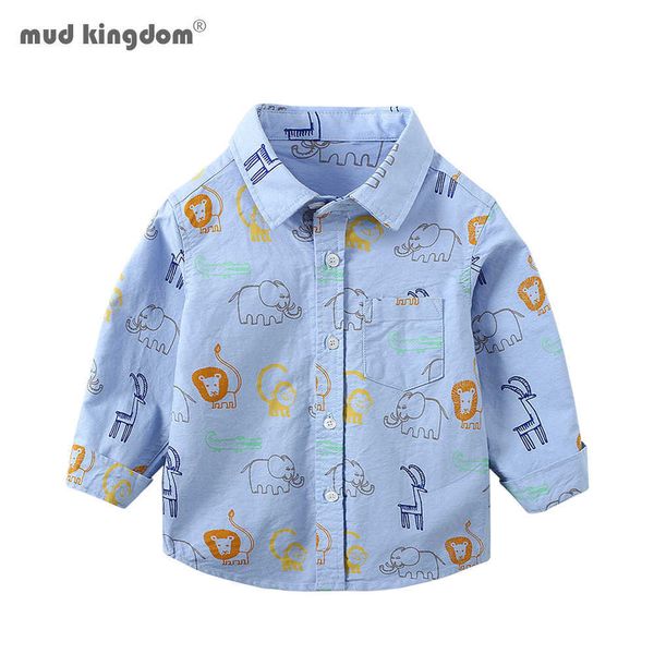 Mudkingdom Toddler Boys Shirts Cute Cartoon Animal Printing Tops for Kids 210615