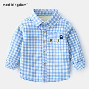 Mudkingdom peuter jongens shirts lange mouwen plaid shirt herfst winter fleece gevoerde casual katoen tops 210615