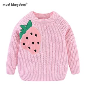 Mudkingdom Toddler Girls Sweaters Modèle de fraise Patch Pull Tops en tricot Pull Casual 210615