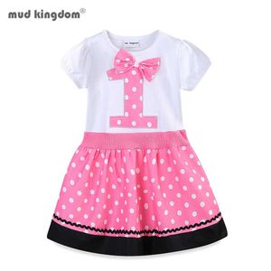 Mudkingdom Toddler Kids Baby Girls Lovely Birthday Clothes Figura Dot Cotton Dress Summer 210615