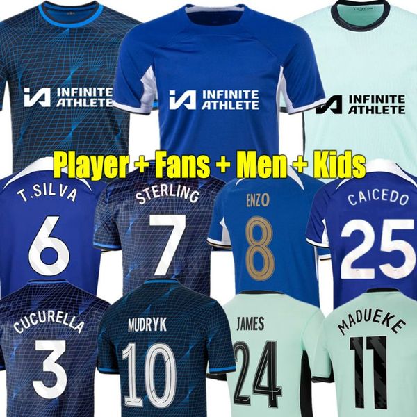 MUDRYK 23 24 ENZO CFC NKUNKU SOCCER Maillots Joueurs Fans Sterling Collection Gallagher Home Uniform 2023 2024 Fofana Away Out Football Jersey Cucurella Kits Caicedo