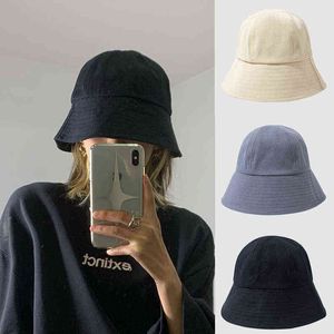 MueRaa estilo coreano primavera verano mujeres hombres cubo sombreros moda gorras tela Unisex ajustable pescador sombrero sol sombrero pesca G220311