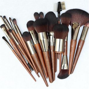 Mufe-serie 19-borstels complete borstel set - houten handvat zachte synthetische haar professionele schoonheid make-up borstels kit tools