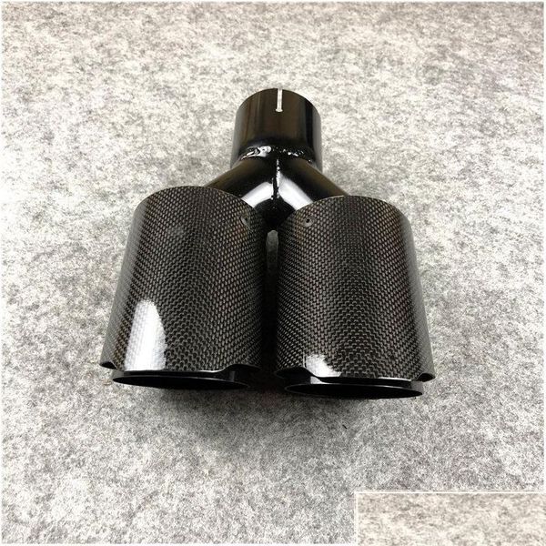 Silenciador 1 PCS FL Fibra de carbono Agregar tubos de escape de acero inoxidable negro brillante Akrapovic Coche Puntas duales Entrega de caída Móviles Motorcycl A Otz7S